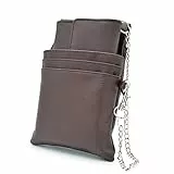 nean Kellner Geldbörse, Kellnerbörse, Geldbeutel, Damen Herren Portemonnaie mit Holster, Steck-Tasche und Kette mit großem Münzfach (Braun)