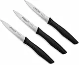 Arcos Mondmesser-Set mit 100 mm Klinge aus Edelstahl - Griffe aus Polypropylen, Ideal für Schälen, Spülmaschinengeeignet - Schwarz, Serie Nova