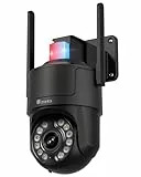 Ctronics 4K Überwachungskamera Aussen, UHD 8MP, Farb-/IR-Nachtsicht mit Starlight 30m, Mensch/Fahrzeug/Haustier, Auto-Tracking, APP/PC, Rot-Blau-Alarmlicht & Sirene, 8 Presets, SD 256GB/FTP/NVR,IP66