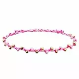 happymaker - Fussketten für Frauen wasserfest, Fußkettchen Perlen, geflochtene Fussbänder in neon pink und rosa, größenverstellbares Stoffband, Sommer Schmuck und Festival Outfit Damen Boho