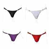 KHUFUZI Herren 4 Farben Pack Eis Silky String Dessous Atmungsaktiv Sexy Slip Cool Unterwäsche G-String Kleidung Kleider Weich Höschen Warm Höschen für Freund Ehemann (Packung 4 Farben), Packung mit 4