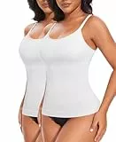 YARRCO Shape Unterhemd Damen Tank Top Bauchweg Shapewear Sport Tanktop Figurformendes Trägertop Body Shaper Hemdchen Nahlos Formendes Camisole Shaping Hemd (Weiß+Weiß, L)