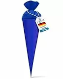 itenga Bastelschultüte 70cm rund Schultütenrohling mit Filzverschluss (Blau mit Filzverschluss)