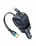 Baseus 163W Einziehbares Auto Ladegerät, 4-Port USB-C/USB Schnellladeadapter mit integrierten Dual-67W-Kabeln, 450° Verstellbar, Kompaktes Ladegerät für Laptops, Tablets, Smartphones