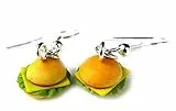 Miniblings Burger Ohrringe Hamburger Fast Food Cheeseburger Natur - Handmade Modeschmuck I Ohrhänger Ohrschmuck versilbert