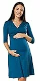 HAPPY MAMA Maternity Damen Viskose Kleid Knie Länge 282p (Flaschengrün, 40, L)