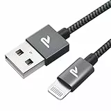 RAMPOW iPhone ladekabel, Lightning Kabel- [Apple MFi Zertifiziert] Ladekabel iPhone Kompatibel mit iPhone 13/13 Pro/13 mini/13 Pro Max/12/12 Mini/12 Pro/12 Pro Max/11/XR/XS/X/8-1m Dunkelgrau