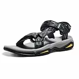 OutPro Wandersandalen Damen Sportsandalen Damen Trekkingsandalen Wassersandalen Sommer Schuhe Flach Atmungsaktiv Trekking Wander Outdoor, Schwarz, 40-EU