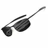 kimorn Polarisierte Sonnenbrille Herren Retro Rechteckig Rahmen Klassisch Unisex Gläser K0535 (Schwarz)