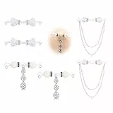 WillTen 3Pairs Fake Brustwarzenpiercing mit Silber CZ Dangles, Einstellbare Nippel Schmuck nicht Piercing Clip auf Brustwarze Ringe, Sparkling Faux Body Piercing Kleidung Zubehör für Frauen