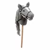 Ella & Piet® Hobby Horse Pferd Smokey mit Trense und Aufbewahrungsbeutel Steckenpferd Springpferd Spielpferd weicher Plüsch Größe wie A4 (Grau)