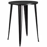 Flash Furniture Philip Stehtisch, handelsüblicher Qualität, 76,2 cm, rund, Schwarz-Antik-Gold, Metall, für drinnen und draußen