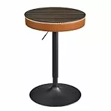 VASAGLE EKHO Kollektion - Bartisch, Stehtisch, 83-105 cm höhenverstellbar, Bistrotisch, Kleiner runder Tisch mit Stauraum, für Küche, Hausbar, Wohnzimmer, aschbraun-karamellbraun LBT022K01
