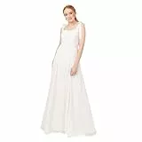 Anaya with Love Women's Maxi Dress Ladies Sleeveless Square Neck Bow Tie Straps A-line Floral Shirred Back Bridesmaid Wedding Guest Prom Elfenbein 38