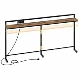 YATINEY 180 cm Konsolentisch mit Verstellbarer Höhe (70–90 cm), Langer schmaler Flurtisch mit verschiebbarer Steckdosenleiste (2AC, 1USB-A, 1USB-C), Langer Eingangstisch für Wohnzimmer, Schlafzimmer