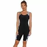 Odizli Badeanzug Damen mit Bein Cups Sport �rmellos Push Up Bauchweg Schwimmanzug Badeanz�ge Frauen Sommer Burkini Rashguard Bademode Neopren Strandmode Women Sun Permeable Swimsuit Schwarz Blau L