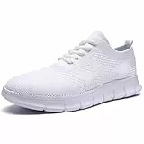 GHFKKB Turnschuhe Herren Atmungsaktive Sportschuhe Sommer Schuhe Laufschuhe Leichte Sneakers für Jogging Tennis Fitnessstudio Bequeme Hallenschuhe Freizeit Schnürhalbschuhe Weiß 44
