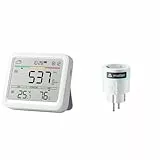 SwitchBot CO2-Melder, CO2 Messgerät mit Thermometer Hygrometer Bundle Plug Mini Matter-fähig mit Leistungsüberwachung, WLAN Steckdose kompatibel mit Alexa