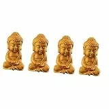 Cabilock Holzschnitzereien Figuren 4 Stück Buddha-Figur Outdoor-Statue Mini- Buddha-Tee-Haustier Buddha-Statue Für Zen Buddha-Statue Für Zu Hause Buddha-statuen Für Die Inneneinrichtung Mini- Hölzern