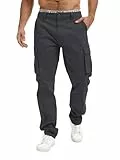 Breampot Herren Cargohose Baumwolle Chino Hosen Freizeit Outdoorhose Arbeitshose Stilvolle Pants(Dunkelgrau, Large)