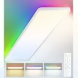 Peasur LED Deckenleuchte Dimmbar Flach 58x20 cm,Deckenlampe 7 RGB Nachtlicht Panel Lampe Fernbedienung Timer Lang Backlight,32W 3500LM 3000K-6500K Lampen für Wohnzimmer Schlafzimmer Büro Badezimmer