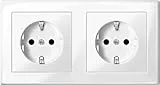 Schneider Electric Merten Schuko-Doppel-Steckdose, Berührungsschutz, Steckklemmen, M-Smart, polarweiss glänzend, Artikelnummer MEG2328-1419