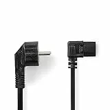 NEDIS Stromkabel | Schutzkontaktstecker | IEC-320-C13 | abgewinkelt | abgewinkelt | Vernickelt | 2.00 m | rund | PVC | Schwarz | Plastikbeutel
