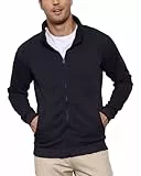 LAOARA Herren Sweatjacke Pullover Hoodie Sweatshirt ohne Kapuze mit Reißverschluss Zipper Fleecejacke Schwarz M