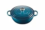 Le Creuset Signature La Marmite aus Gusseisen, Ø 26 cm, Für alle Herdarten und Induktion geeignet, Volumen: 4,1 l, 4,255 kg, Deep Teal, 21114266420430