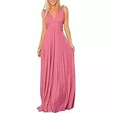 Langes Maxikleid für Damen, schulterfrei, sexy, für Hochzeit, Brautjungfer, Abendkleid, bodenlang, für Abschlussball und Abendveranstaltungen Gr. Medium, rosa - dusty pink