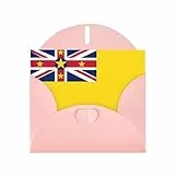 Rosa Grußkarten Set mit Umschlägen - Flagge von Niue Druck Blanko Karten für Geburtstag, Valentinstag & Party Einladungen