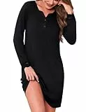 Jahetuul Nachthemden für Damen Baumwolle langärmelig Schlafkleid Damen Langarm Nachthemd Mädchen Negligee Hauskleid Flanell Herbst Nachtwäsche