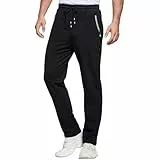 ZOXOZ Jogginghose Herren Baumwolle mit Reißverschluss Taschen Trainingshose Sporthose Sweatpants Slim Fit Herren Hose Schwarz XL