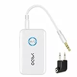 YMOO Bluetooth-Audioadapter 5,3 Transmitter Empfänger 3,5 mm-Klinkenstecker 2-in-1 Wireless Sender Receiver mit aptX Low Latency, AUX Bluetooth Audio Splitter für TV/Stereoanlage/Flugzeug (White)
