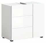 xonox.home - Waschbeckenunterschrank Vira 60x56x34 cm in Front weiß Hochglanz Tiefzieh Korpus weiß Melamin - Unterschrank Badezimmerschrank - modern, praktisch und funktional