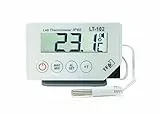 TFA Dostmann LT-102 Profi-Digitalthermometer, mit Kabelfühler, wasserdicht IP65,L 87 x B 17 (29) x H 52 (57) mm, Weiß