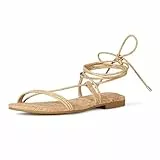 The Drop Samantha Flat Strappy Lace-up Flache Sandale, Kork, 40 EU
