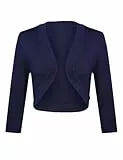 Gyabnw Bolero Damen 3/4 Ärmel Jacke Elegant Damen Cardigan Strickjacke Kurz Tops Jäckchen Oberteile A1-Blau,S