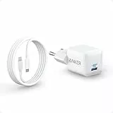 USB C Ladegerät 20W, Anker 511 Ladegerät (Nano), PIQ 3.0 Robustes kompaktes Schnellladegerät mit 180cm USB C Kabel, für iPhone 16/15 / iPad Pro