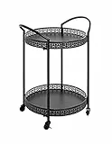 HAKU Möbel Servierwagen schwarz, Metall - Maße: B 51 cm x H 71 cm x T 42 cm, Style: Art Deco