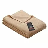 Ibena Kuscheldecke Olbia 150x200 cm - flauschig, warm & waschbar, Fleecedecke beige einfarbig