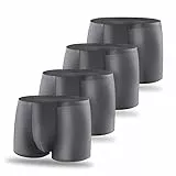 SIHOHAN Boxershorts Herren Unterhosen, Atmungsaktiv Männer Retro Shorts Unterwäsche, Sehr Flache und Feine Nähte, 4er Pack (Grau, XXL)