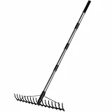Walensee Garten Rechen, 165cm Metall Rechen , Harke mit 17 Stahlzinken, mit Edelstahlgriff, zum Lockern von Boden und Nivellieren von Rasen,Laubbesen,Rasenrechen, Heurechen für Rasen und Blätter
