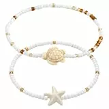 EKKONG Fußkettchen,2 Stück Boho Perle Handgefertigt Verstellbarer Fußkettchen, Sommer, Barfuß, Strand, Fußschmuck für Frauen und Mädchen