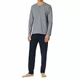 Schiesser Herren Schlafanzug lang mit Knopfleiste-Nightwear Set Pyjamaset, Nachtblau_182515, 54