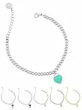 inSCINTILLE Kugeln Armband Herz Damen Edelstahl Verstellbare Länge und Geschenkbox (Wasser Grün)