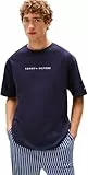 Tommy Hilfiger Herren T-Shirt Kurzarm Logo mit Rundhalsausschnitt, Blau (Desert Sky), L
