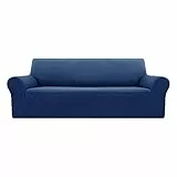Deconovo Sofabezug Sofa Überzug Sofaüberwurf Cover Sesselbezug Sofahusse Abdeckung Super Elastisch Stretch Jacquard, 3-Sitzer(180-230cm), Blau