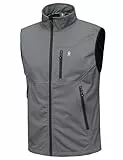 Little Donkey Andy Leichte Softshell-Weste für Herren, winddichte ärmellose Jacke für Wanderungen Grau S