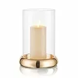 Windlicht Glas Kerzenständer mit Glaszylinder：Romadedi Kerzenhalter Windlichter Stumpenkerzen Deko Für Wohnzimmer Hochzeit Tisc Esstisch Tischdeko Party Dekoration,Gold…